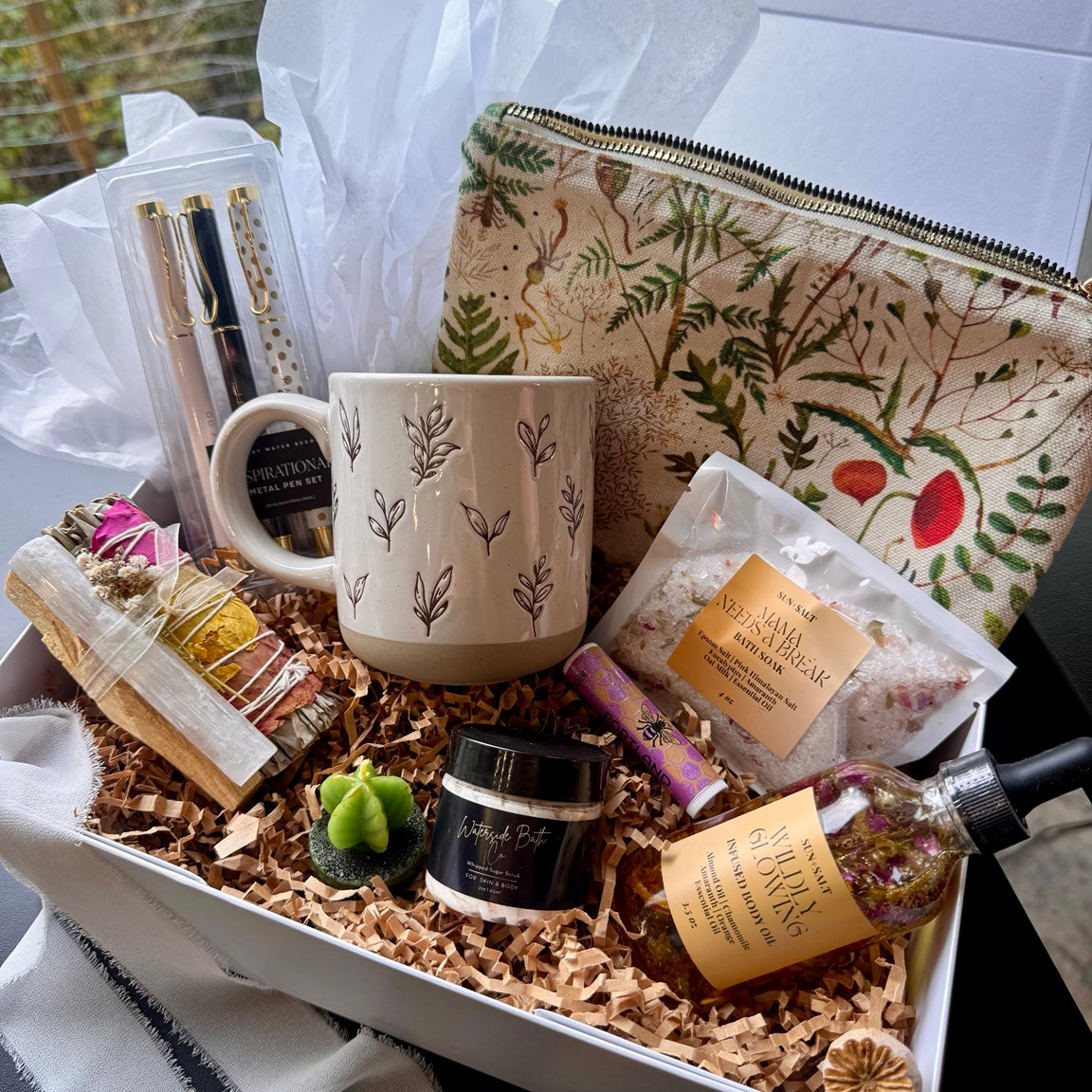 A Moment for You curated gift box in pearl-white keepsake packaging by Truck Full of Posies, Florence Oregon